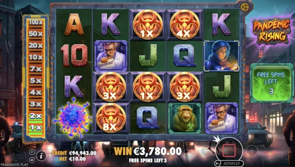 Pandemic Rising Slot Bonus Game and Free Spins Bonus Game and Free Spins
