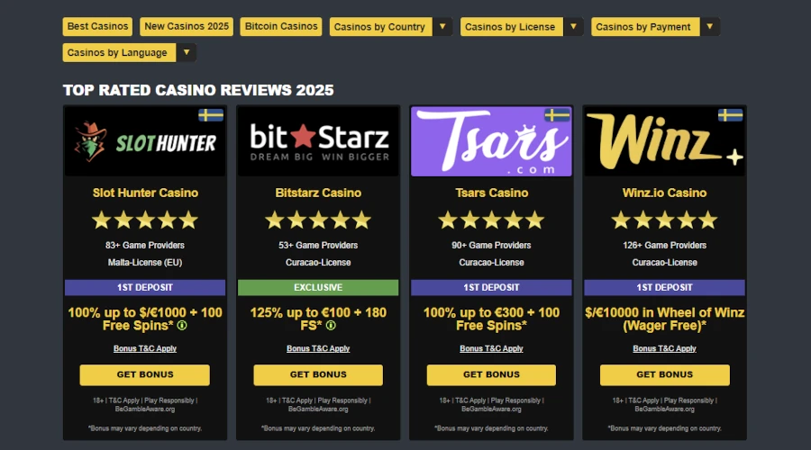 Image of casino reviews at CasinoGamesOnNet.com