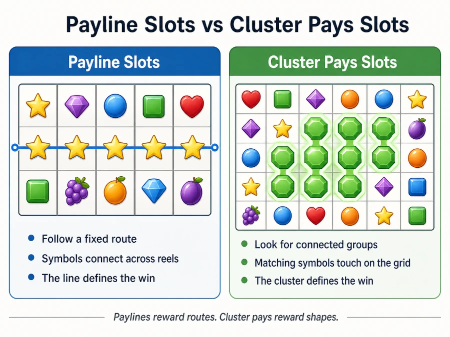 Payline and cluster pays comparison