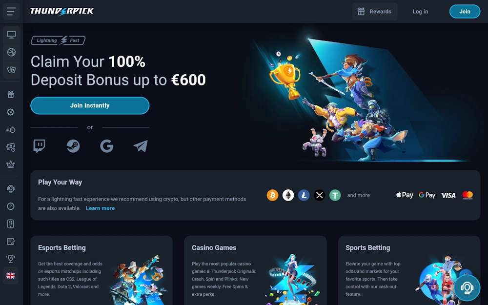 ThunderPick casino overview of lobby