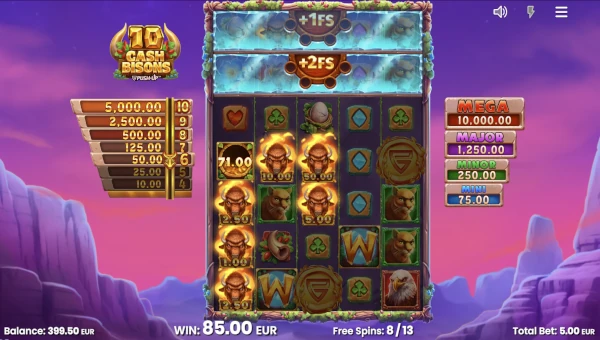 Bonus Game and Free Spins in 10 Cash Bisons Slot by Push Gaming