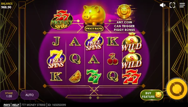 777 Money Strike base game screenshot showing reels and features