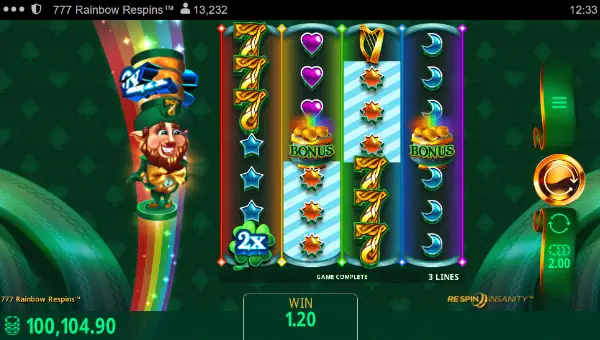 777 Rainbow Respins gameplay