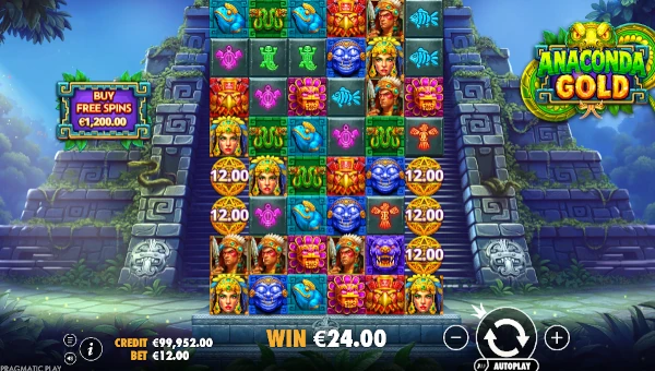 Anaconda Gold base game screenshot showing reels and features