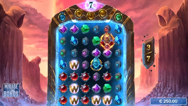 Screenshot of Arcanum slot demo showing reels and bonus game features
