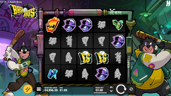 Bash Bros base game screenshot showing reels and features