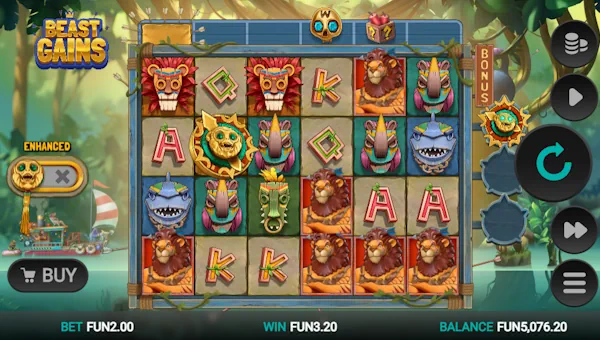 Beast Gains base game screenshot showing reels and features