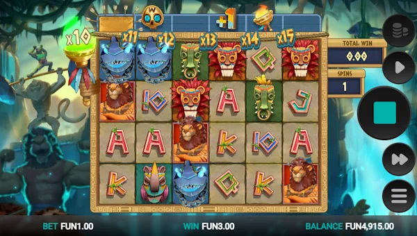 Screenshot of Beast Gains slot demo showing reels and bonus game features