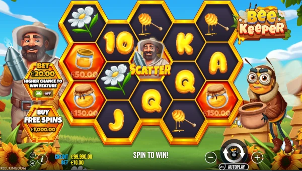 Base Game Screenshot of Bee Keeper Slot by Pragmatic Play and Reel Kingdom