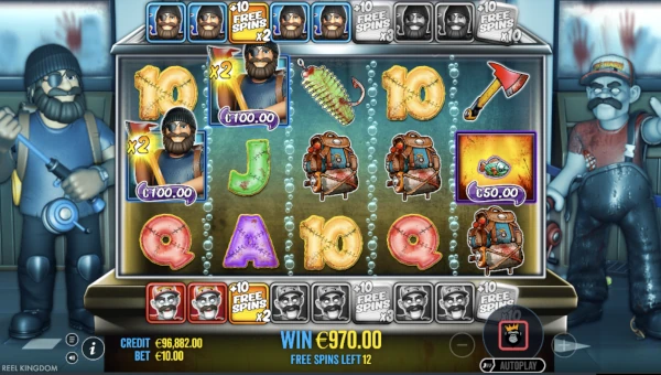 Screenshot of Big Bass Halloween 3 slot demo showing reels and bonus game features