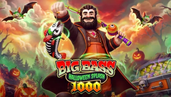 Big Bass Splash Halloween 1000 base game screenshot showing reels and features