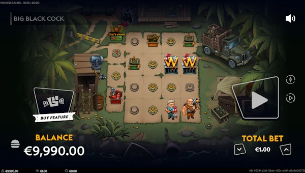 Big Black Cock base game screenshot showing reels and features