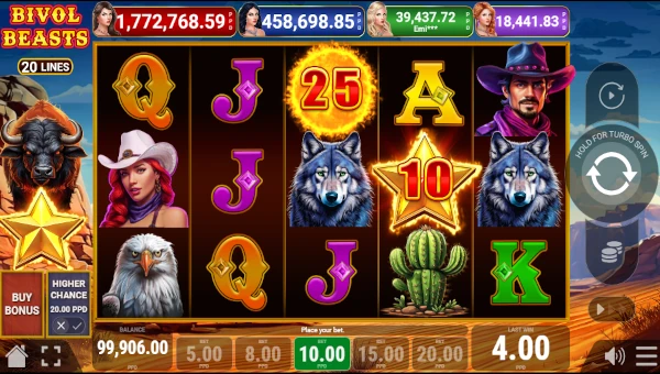 Base Game Screenshot of Bivol Beasts Slot by PatePlay