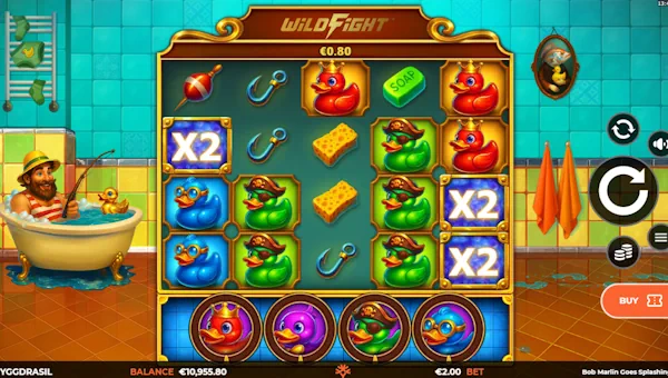 Bob Marlin Goes Splashing base game screenshot showing reels and features