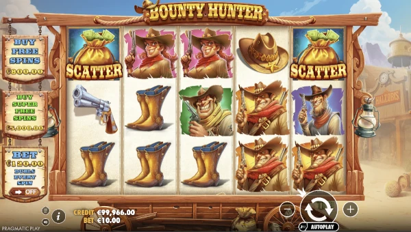 Bounty Hunter base game screenshot showing reels and features