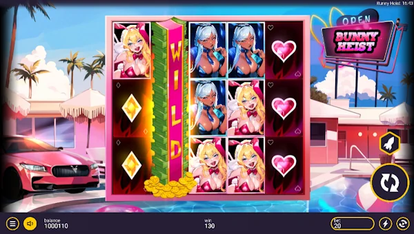 Bunny Heist base game screenshot showing reels and features