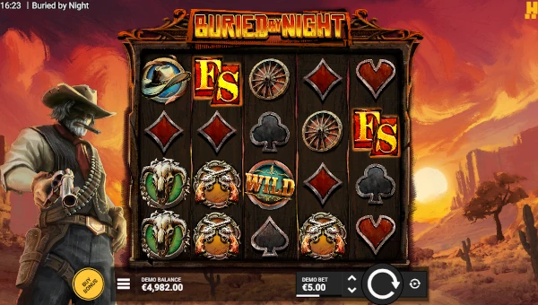 Buried By Night base game screenshot showing reels and features