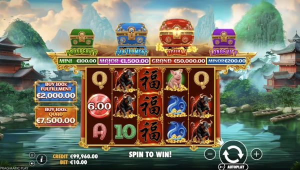 Chests Of Cai Shen Infinity base game screenshot showing reels and features