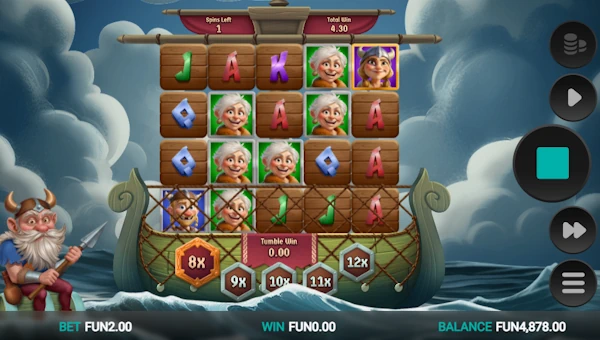 Screenshot of Cod of Thunder Dream Drop slot demo showing reels and bonus game features