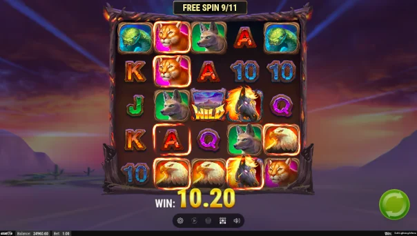 Screenshot of Colt Lightning Inferno slot demo showing reels and bonus game features