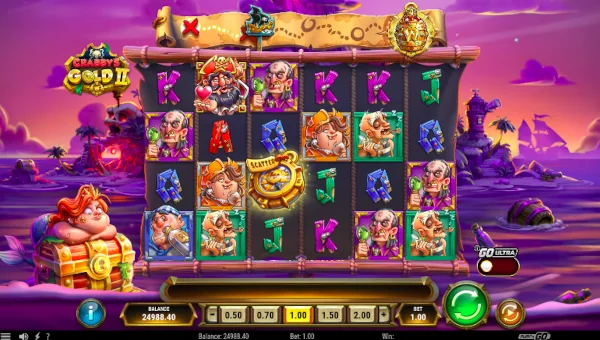 Crabbys Gold II base game screenshot showing reels and features