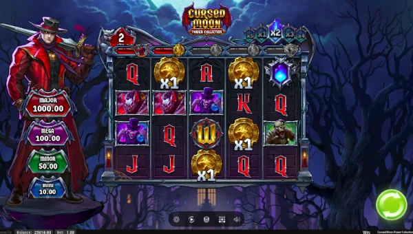 Cursed Moon Power Collection base game screenshot showing reels and features