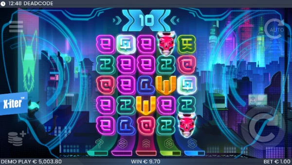 Deadcode base game screenshot showing reels and features