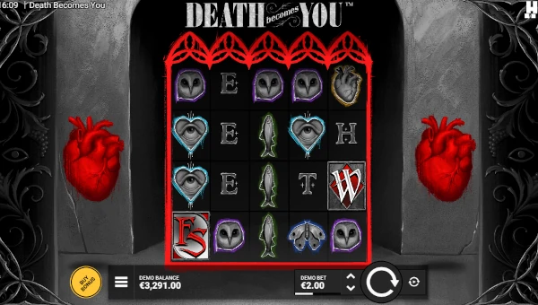 Death Becomes You base game screenshot showing reels and features