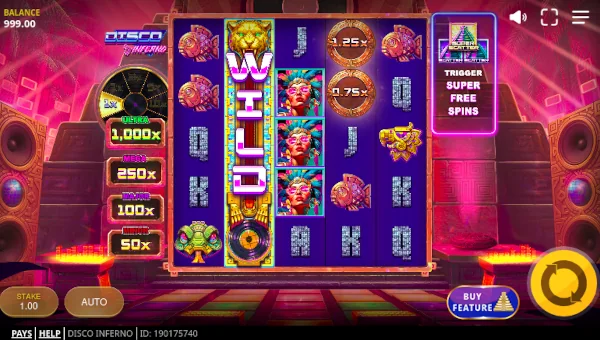 Disco Inferno base game screenshot showing reels and features