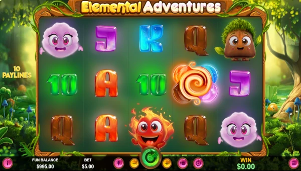 Elemental Adventures base game screenshot showing reels and features