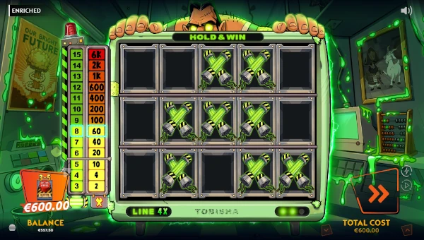 Screenshot of Enriched slot demo showing reels and bonus game features