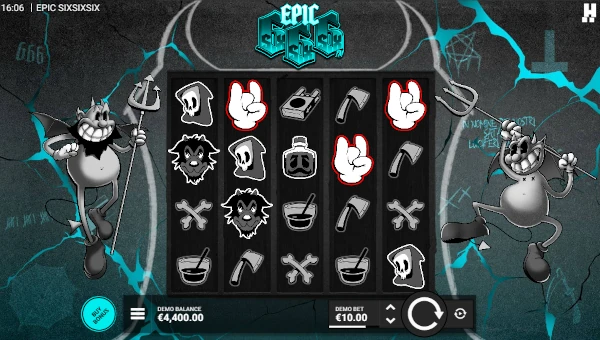 Epic SixSixSix base game screenshot showing reels and features