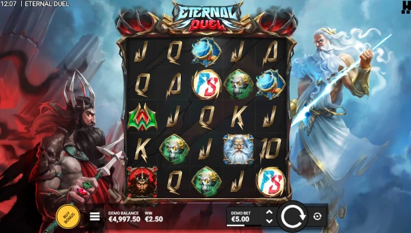Eternal Duel base game screenshot showing reels and features