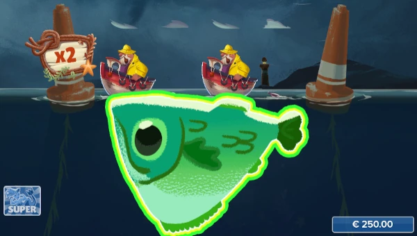 Screenshot of Fish and Bird slot demo showing reels and bonus game features