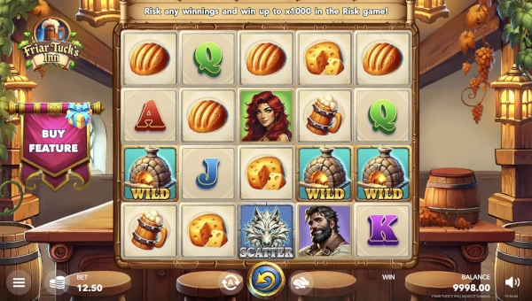 Friar Tucks Inn base game screenshot showing reels and features
