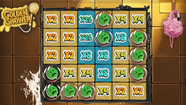 Screenshot of Golden Shower slot demo showing reels and bonus game features
