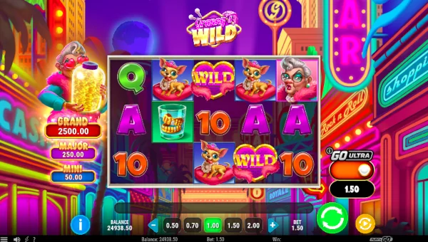 Grannys Wild base game screenshot showing reels and features