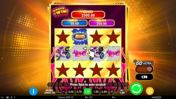 Screenshot of Grannys Wild slot demo showing reels and bonus game features