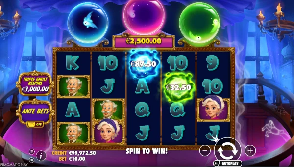 Great Ghosts base game screenshot showing reels and features