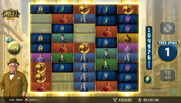 Bonus Game and Free Spins in Greed Slot by AvatarUX