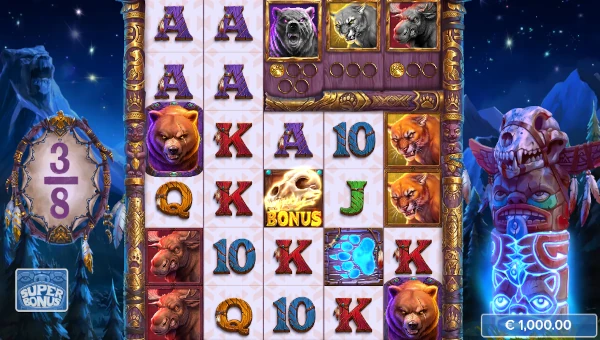 Screenshot of Grizzly Stampede slot demo showing reels and bonus game features