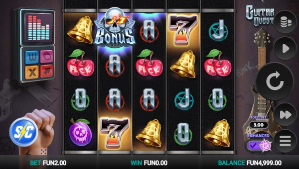 Guitar Quest base game screenshot showing reels and features