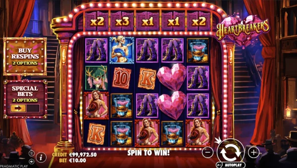 Heartbreakers base game screenshot showing reels and features