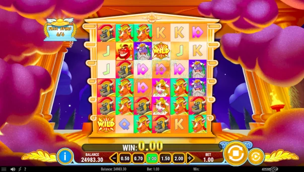 Screenshot of Holy Moo Extreme Power slot demo showing reels and bonus game features