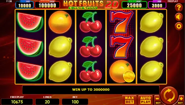 Hot Fruits 20 Cash Spins gameplay