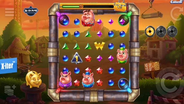 Huff N Puff CollectR base game screenshot showing reels and features