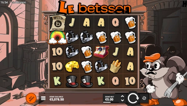 Le Betsson base game screenshot showing reels and features