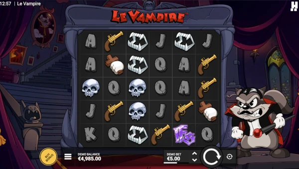 Le Vampire base game screenshot showing reels and features