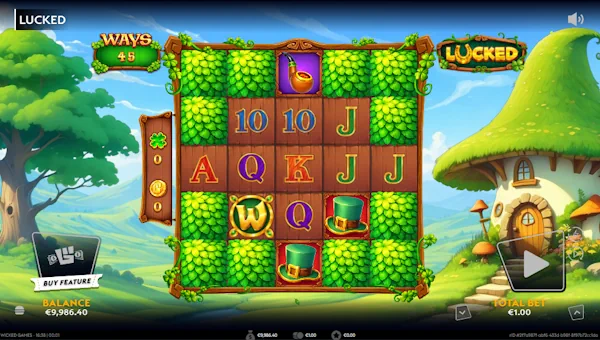 Lucked base game screenshot showing reels and features