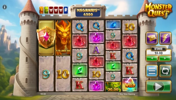 Monster Quest base game screenshot showing reels and features